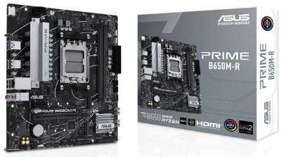 ASUS PRIME B650M-R (Socket AM5, mATX, 2xDDR5(96GB), HDMI 2.1, 1xPCIe 4.0x16/1xPCIe 4.0, 1xLAN (2.5GbE), 4xSATA 6Gb/s, 2xM.2, 2xUSB 3.2, 4xUSB 2.0)