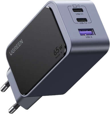 Зарядное устройство UGREEN X553 (35042) Nexode S 65W USB-A+2*USB-C GaN Tech Fast Charger EU. Цвет: серый