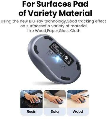 Мышь беспроводная UGREEN M556 (75129) Multi-mode Wireless Mouse BT&GHz. Цвет: серый