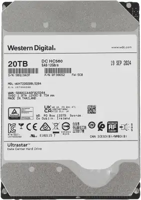 Жесткий диск WD SAS 3.0 20TB 0F38652 WUH722020BL5204 Server Ultrastar DC HC560 512E (7200rpm) 512Mb 3.5