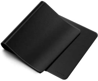 Коврик для мыши и клавиатуры большой из веганской кожи Satechi Vegan-Leather Premium Desk Mat. Цвет: черный