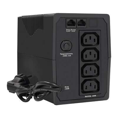 Exegate EP285472RUS ИБП ExeGate Power Back BNB-850.LED.AVR.C13.RJ.USB <850VA/480W, LED, AVR,4*IEC-C13, RJ45/11, USB, Black>