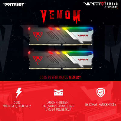 Набор памяти DDR5 DIMM 2x16Gb DDR5600 Patriot Memory Viper Venom RGB (PVVR532G560C36K)