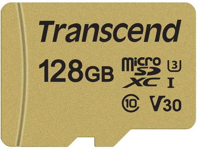 Карта памяти 128 Гб Micro SDXC Transcend Ultimate Class 10 UHS-I U3 V30 [TS128GUSD500S]