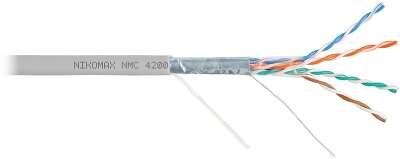Кабель NIKOMAX F/UTP 4 пары, Кат.5e (Класс D), тест по ISO/IEC, 100МГц, одножильный, BC (чистая медь), 24AWG (0,51мм), поливинилхлорид, внутренний, серый, 305м - гарантия: 5 лет / 15 лет системная