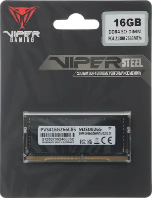 Память DDR4 16GB 2666MHz Patriot PVS416G266C8S Viper Steel RTL PC4-21300 CL18 SO-DIMM 260-pin 1.2В single rank Ret