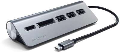 USB-концентратор Satechi Type-C USB Hub & Micro/SD Card Reader. Интерфейс USB-C. 3 порта USB 3.0 , слоты для карты памяти. Цвет серый космос.