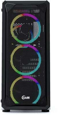 Powercase CMIZB-L4 Корпус Mistral Z4 Mesh LED, Tempered Glass, 4x 120mm 5-color fan, чёрный, ATX  (CMIZB-L4)