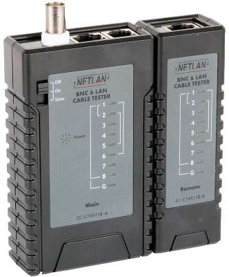 Кабельный тестер NETLAN, UTP/STP, RJ45, RJ12, RJ11, BNC