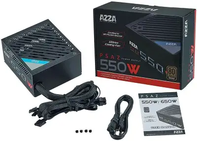 Блок питания Azza ATX 550W PSAZ-550W 80+ bronze (20+4pin) APFC 120mm fan 5xSATA RTL