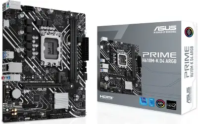 Материнская плата Asus PRIME H610M-K D4 ARGB Soc-1700 Intel H610 2xDDR4 mATX AC`97 8ch(7.1) GbLAN+HDMI