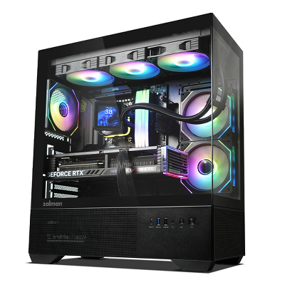 корпус ZALMAN CHRONIX, ATX, BLACK, WINDOW, 1xCombo (3.5’’ or 2.5’’), 1x3.5’’HDD, 2x2.5’’SSD, 1xUSB2.0, 1xUSB3.0, 1xUSB Type-C, SIDE 2x120mm ARGB, REAR 1x120mm ARGB