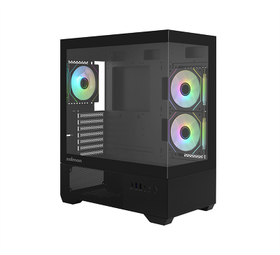 корпус ZALMAN CHRONIX, ATX, BLACK, WINDOW, 1xCombo (3.5’’ or 2.5’’), 1x3.5’’HDD, 2x2.5’’SSD, 1xUSB2.0, 1xUSB3.0, 1xUSB Type-C, SIDE 2x120mm ARGB, REAR 1x120mm ARGB