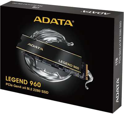 Твердотельный накопитель SSD ADATA ALEG-960-1TCS PCIe Gen4x4 with NVMe, 7400/6000, IOPS 730/610K, MTBF 2M, 3D NAND, 780TBW, 0,43DWPD, Heat Sink, SMI SM2264, Work with PS5, RTL (937506)