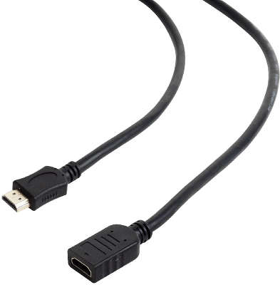Удлинитель кабеля HDMI Cablexpert, 1.8м, v2.0, 19M/19F, черный, позол.разъемы, экран