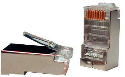 Коннектор Hyperline (PLUG-8P8C-U-C5-SH-100) FTP кат.5e RJ45 прозрачный (упак.:100шт)