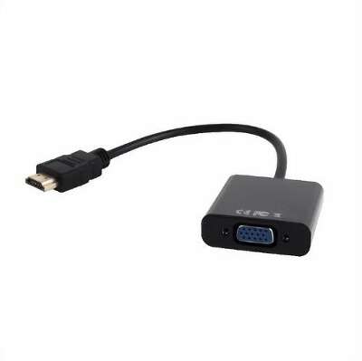Переходник Cablexpert HDMI-VGA A-HDMI-VGA-03, 19M/15F, длина 15см, Jack3.5 аудиовыход {500} (089784)