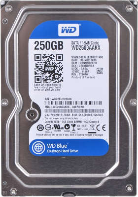 Жесткий диск SATA-3 250GB [WD2500AAKX] WD Caviar Blue, 7200rpm, 16MB Cache