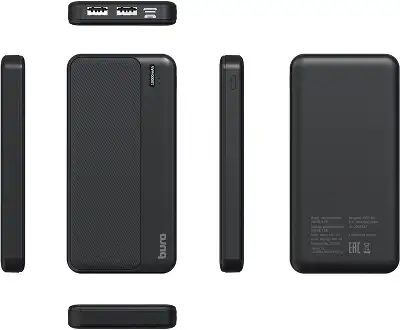 Мобильный аккумулятор Buro BPF10A 10000mAh QC3.0/PD3.0 22.5W 3A 2xUSB-A/USB-C черный (BPF10A22PBK)
