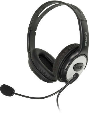 Наушники с микрофоном Microsoft LX-3000 Wired USB Black (аналог JUG-00015) черный/серебристый 1.8м мониторные оголовье (JUG-00014)