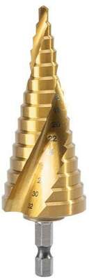 Оснастка Deli Сверло ступенчатое по металлу DH-JTZ032-E1 (4-32мм, HSS 4341 спиральная канавка, шестигранный хвостовик)