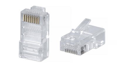 Коннектор RJ-45 под витую пару, категория 5e, универсальный Cabeus 8P8C Коннектор RJ-45 под витую пару, категория 5e, универсальный (для одножильного и многожильного кабеля) для проводников с толщиной по изоляции до 1,05 мм