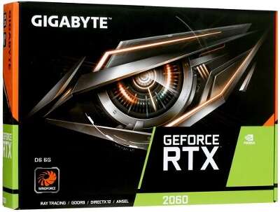 Видеокарта GIGABYTE NVIDIA nVidia GeForce RTX 2060 D6 6G 6Gb DDR6 PCI-E HDMI, 3DP