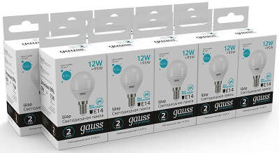 Лампа светодиодная Gauss Elementary 12Вт цок.:E14 шар 220B св.свеч.бел.нейт. (упак.:10шт) (53122)