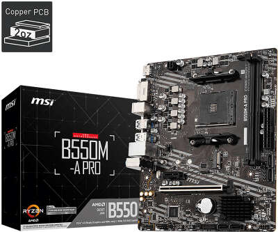 Материнская плата MSI B550M-A PRO (AM4/B550/2xDDR4/mATX/RAID/DVI, HDMI) (B550M-A PRO)