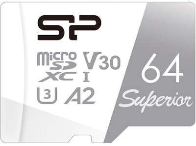 Карта памяти 64 Гб Micro SDXC Silicon Power Superior, Class 10 V30 A2 U3 [SP064GBSTXDA2V20] без адаптера