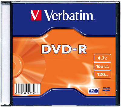 DVD-R диск Verbatim 16x 4.7 ГБ Slim Box (1 шт.)