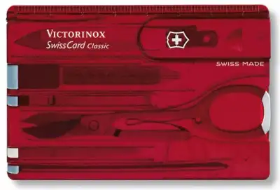 Швейцарская карта Victorinox SwissCard Classic (0.7100.T) красный полупрозрачный коробка подарочная