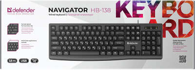 Defender Проводная клавиатура Navigator HB-138 RU, черн,104 кнопки+FN,1.8м