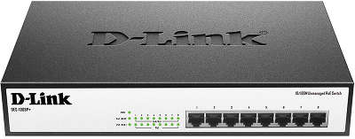 Коммутатор D-Link DES-1008P+/A1A неуправляемый настольный 8x10/100BASE-TX