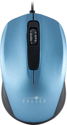 Мышь USB Oklick 195M 800 dpi, чёрная/синяя