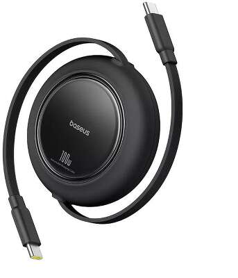 Кабель Baseus Free2Pull Mini 100W USB-C to USB-C скручивающийся, 2 м, Black [P1036450011301]