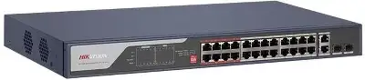 Коммутатор Hikvision DS-3E0326P-E(C) (L2) 24x100Мбит/с 2x1Гбит/с 2SFP 24PoE 370W неуправляемый