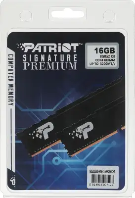 Память DDR4 2x8GB 3200MHz Patriot PSP416G3200KH1 Signature RTL PC4-25600 CL22 DIMM UDIMM 288-pin 1.2В kit с радиатором Ret