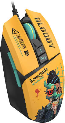 Мышь A4Tech Bloody W63 Max Renegade желтый/рисунок оптическая 12000dpi USB (W63 MAX)