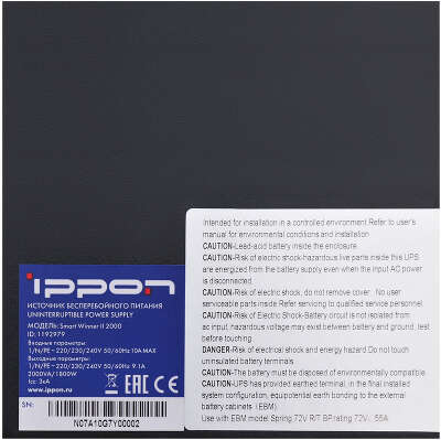 Источник бесперебойного питания Ippon Smart Winner II 2000 1800Вт 2000ВА черный