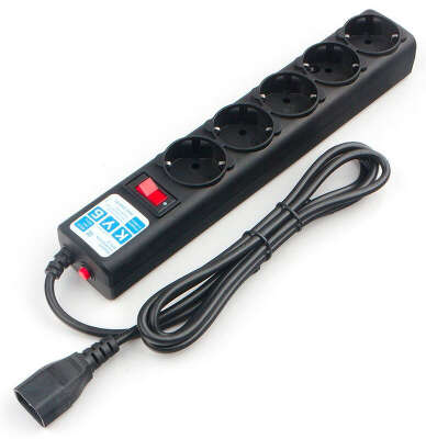 Фильтр-удлинитель Power Cube 0,5 м д/подкл. к UPS (C14), 5 розеток (черный) 10А/2,2кВт/ Surge protector Power Cube 0.5 m, 5 outlets (BLack) 10A / 2.2kVt, C14 input