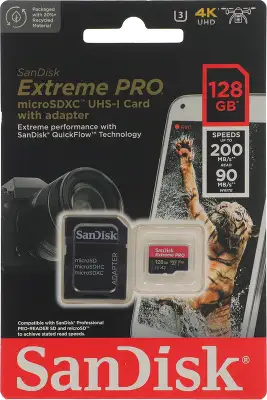 Флеш карта microSDXC 128GB Sandisk SDSQXCD-128G-GN6MA Extreme Pro + adapter