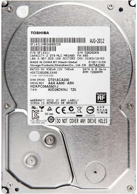 Жёсткий диск SATA-3 2TB [DT01ACA200] TOSHIBA , 7200rpm, 64MB Cache