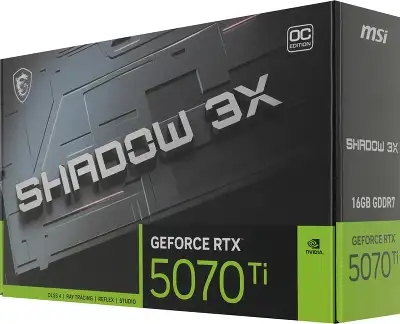 Видеокарта MSI PCI-E 5.0 RTX 5070TI 16G SHADOW 3X OC NVIDIA GeForce RTX 5070TI 16Gb 256bit GDDR7 2482/28000 HDMIx1 DPx3 HDCP Ret