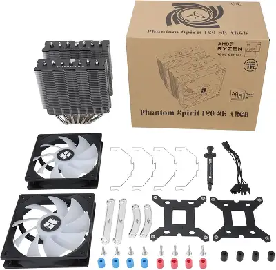 Устройство охлаждения(кулер) Thermalright Phantom Spirit 120 SE ARGB Soc-AM5/AM4/1200/1700/1851 черный 4-pin 25.6dB Al+Cu 765gr Ret (PS120-SE-ARGB)