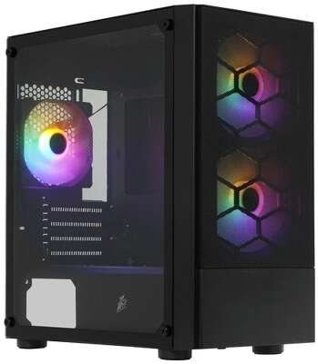 1STPLAYER Корпус FIREBASE X4-M Black / mATX, TG / 1x120mm & 2x140mm LED fans inc. / X4-M-BK-2F1P-1F1