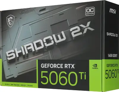 Видеокарта MSI PCI-E 5.0 RTX 5060 TI 16G SHADOW 2X OC PLUS NVIDIA GeForce RTX 5060TI 16Gb 128bit GDDR7 2602/28000 HDMIx1 DPx3 HDCP Ret