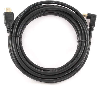 Кабель HDMI- HDMI, 4,5м, v1.4, углов. разъем, чёрный, зол.конт., экран