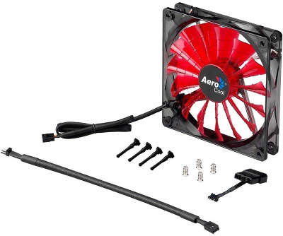 Вентилятор Aerocool Shark 12см "Devil Red Edition" (красная подсветка), 3+4 pin, 32.5 CFM, 800 RPM, 12.6 dBA