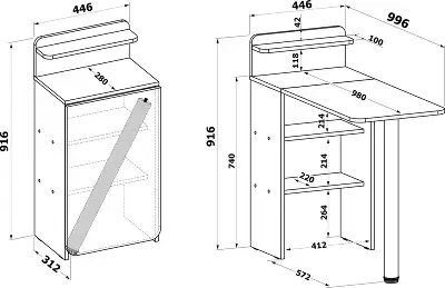 Стол для компьютера Сокол СП-19 складн. столешница ЛДСП бетон каркас хром (00-00015992)